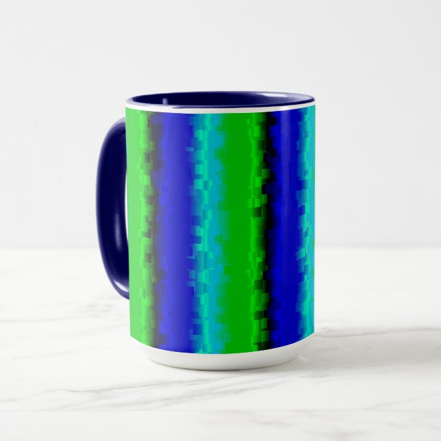 Mug Motif arc-en-ciel bleu vert abstrait 3D (Devant gauche)