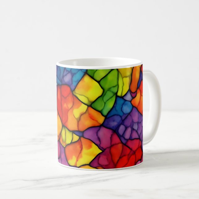 Mug motif arc-en-ciel chaotique coloré (Devant droit)