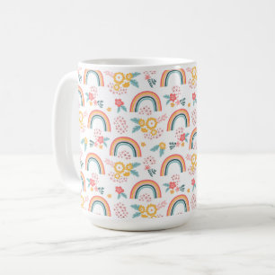Mug Motif arc-en-ciel fleuri coloré