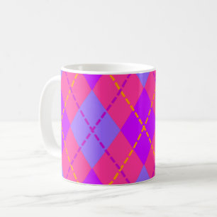 Mug Motif Argyle Rose Clair et Bleu