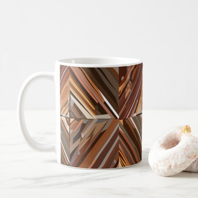 Mug Motif Arrière - plan de bois de diamant géométriqu (Avec donut)