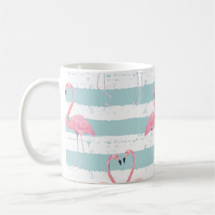 Mug Motif Arrière - plan Exotique Flamant rose rayé