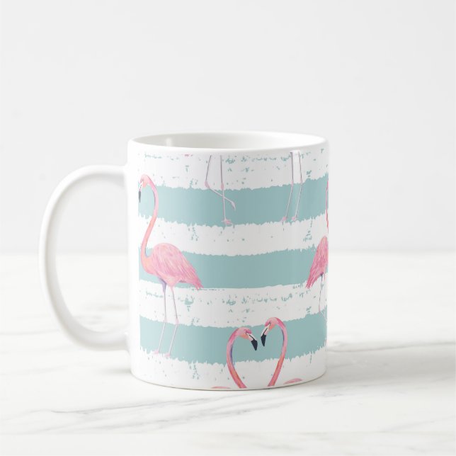 Mug Motif Arrière - plan Exotique Flamant rose rayé (Gauche)