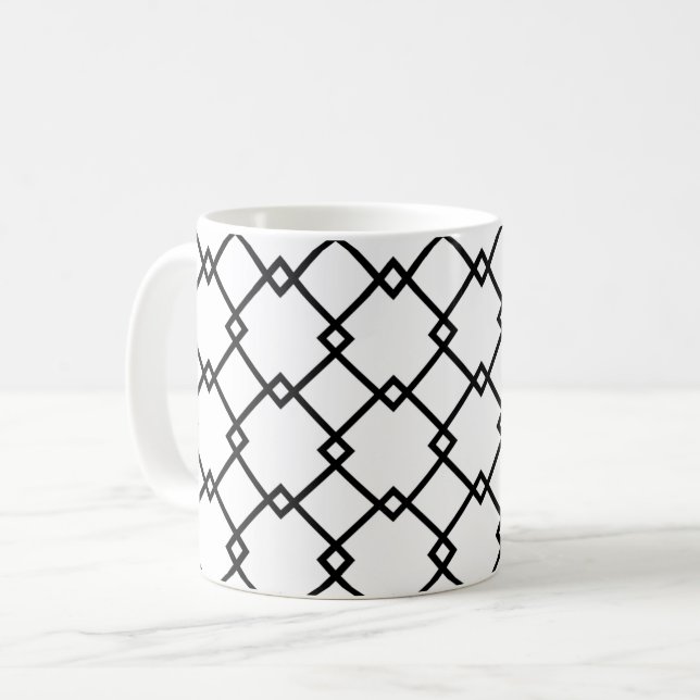 Mug Motif Art Déco noir blanc rayé rétro (Devant gauche)