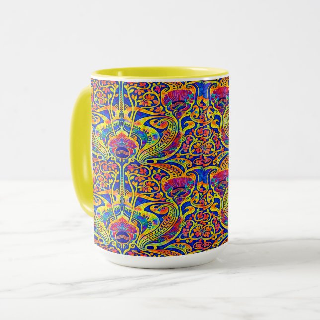 Mug Motif Art Nouveau Rétro Coloré (Devant gauche)