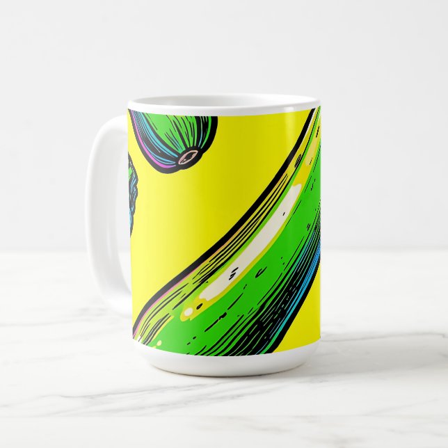 Mug Motif Art Pop Néon Courgette (Devant gauche)