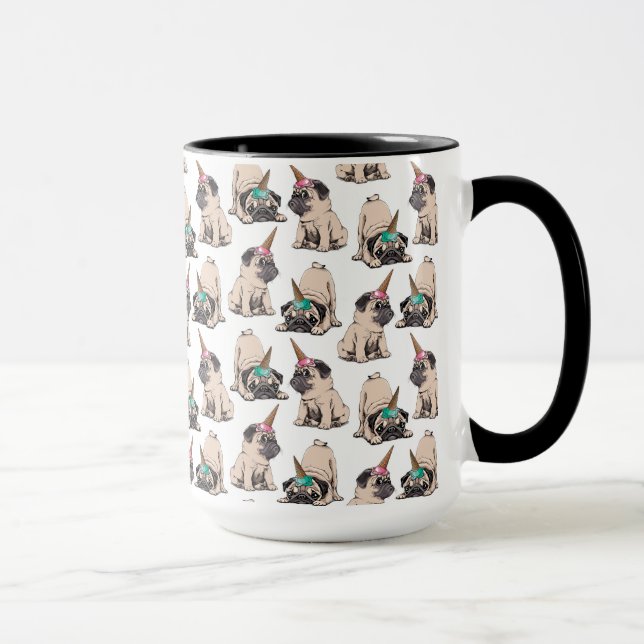 Mug Motif aspirant de licorne des carlins | de chiot (Droite)