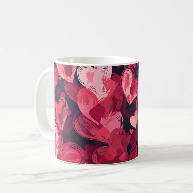 Mug motif aux coeurs rouges pour la Saint Valentin (Devant gauche)