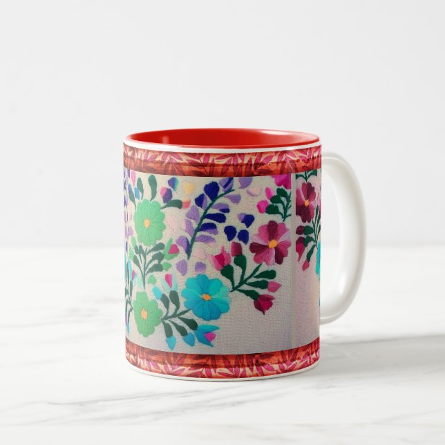 Mug Motif aux fleurs colorées (Devant droit)