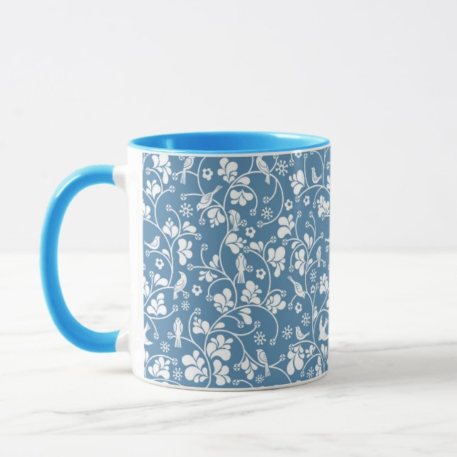 Mug motif aux oiseaux et ornement plante (Gauche)