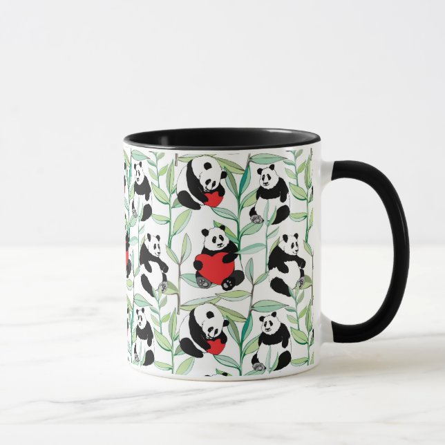 Mug motif avec de beaux pandas avec des coeurs (Droite)