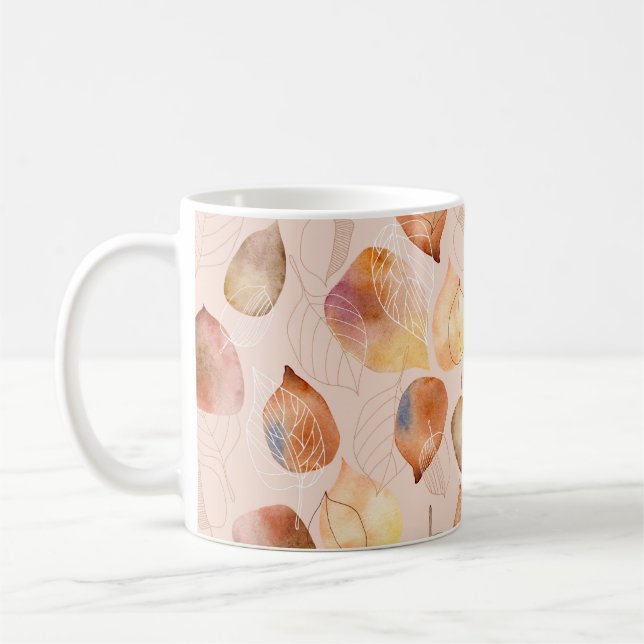 Mug Motif avec feuille. Feuille de graphisme et d'aqua (Gauche)