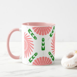 Mug motif avec fleurs roses