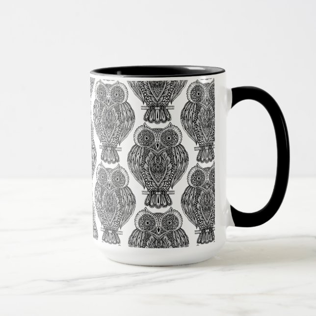 Mug Motif avec le griffonnage de hiboux (Droite)
