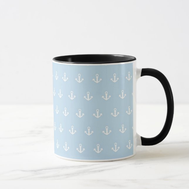 Mug Motif avec les ancres blanches sur le bleu (Droite)