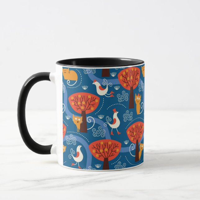 Mug motif avec les chats et les oiseaux mignons (Gauche)