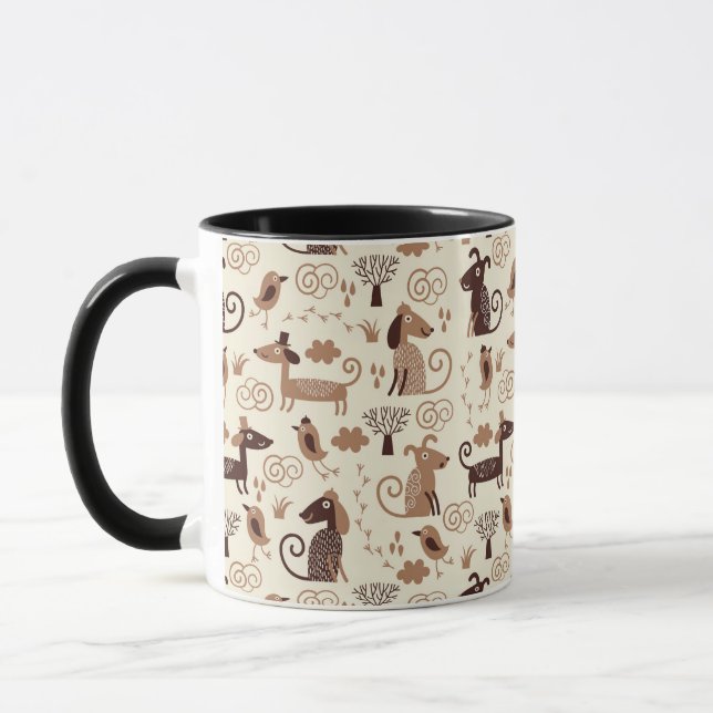 Mug motif avec les chiens mignons (Gauche)