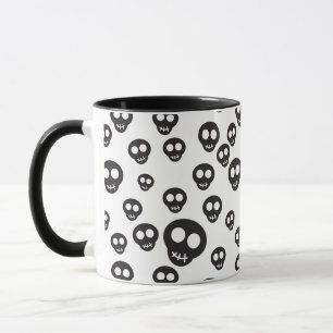 Mug Motif avec les crânes noirs sur le blanc