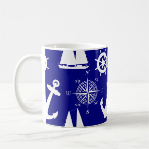 Mug Motif blanc bleu marine