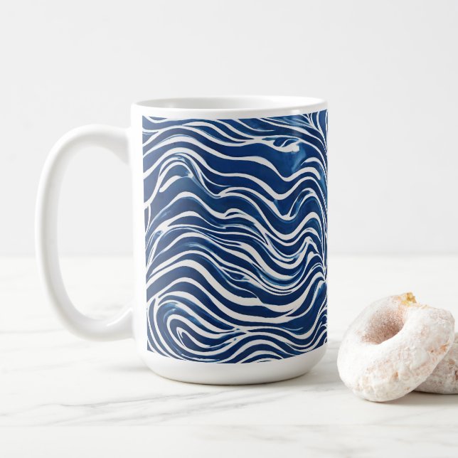 Mug Motif blanc bleu tourbillon 06 (Avec donut)
