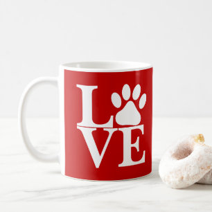 Mug Motif blanc de pattes de chien de mot d'AMOUR sur