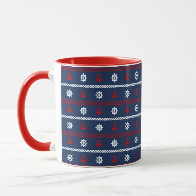 Mug Motif blanc et bleu rouge d'océan (Gauche)