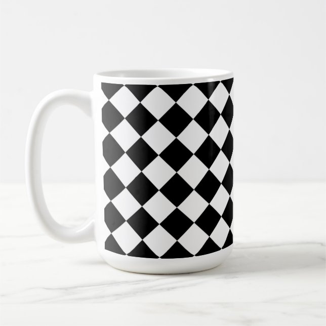 Mug Motif blanc noir de contrôle de diamant (Gauche)