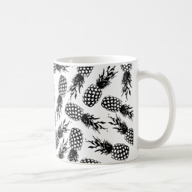 Mug Motif blanc noir moderne abstrait d'ananas (Droite)