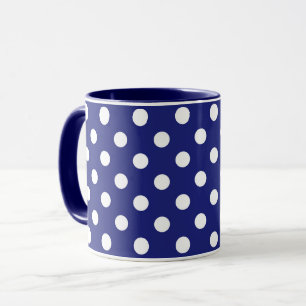 Mug motif bleu avec pois blanc