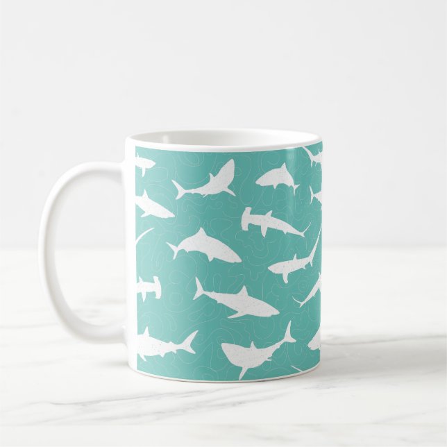 Mug Motif bleu blanc requins (Gauche)