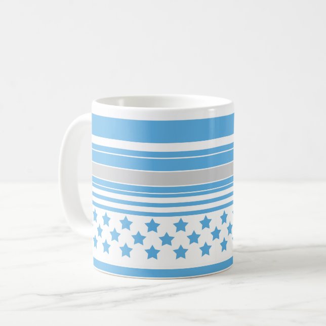 Mug Motif bleu ciel rayé avec des étoiles (Devant gauche)