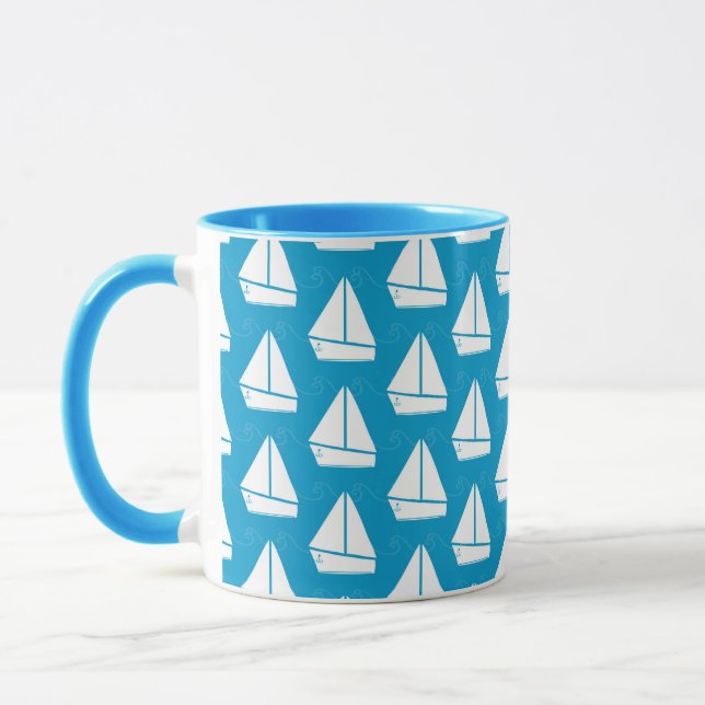 Mug Motif bleu-clair de voilier (Gauche)