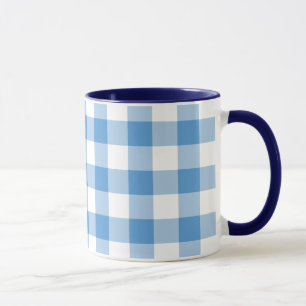 Mug Motif bleu clair et blanc En vichy