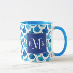 Mug Motif bleu d'échelle d'aquarelle