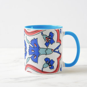 Mug Motif bleu d'oeillet de tuile turque