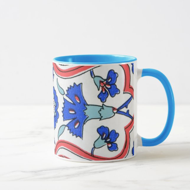 Mug Motif bleu d'oeillet de tuile turque (Droite)