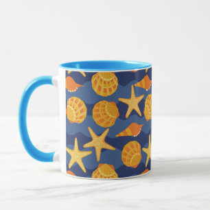 Mug Motif bleu et orange de coquillage