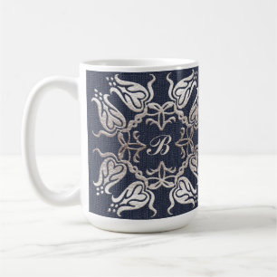 Mug motif bleu floral de style baroque