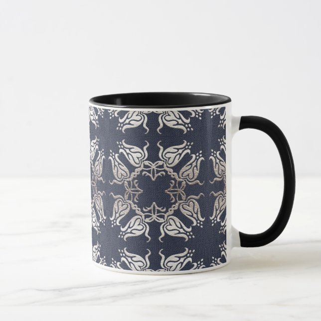 Mug motif bleu floral de style baroque (Droite)