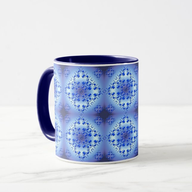Mug Motif bleu géométrique ethnique abstrait (Devant gauche)