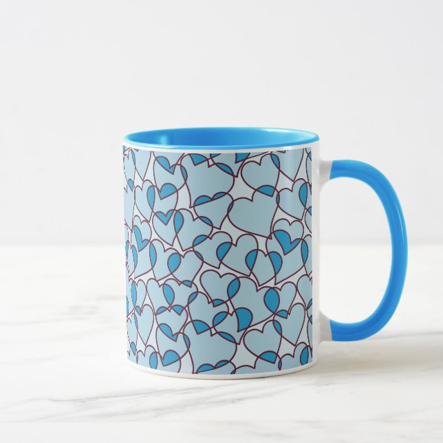 Mug Motif bleu moderne mignon de coeurs (Droite)