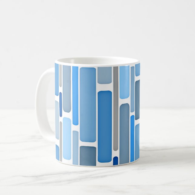 Mug Motif Bleu Pastel et Gris, (Devant gauche)