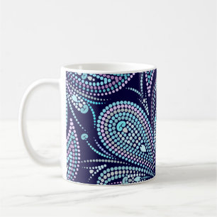 Mug Motif bleu pointillé avec cachemire et perles. Nom