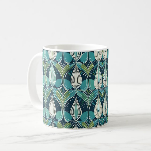 Mug Motif bleu vert du milieu du siècle atomique (Devant gauche)