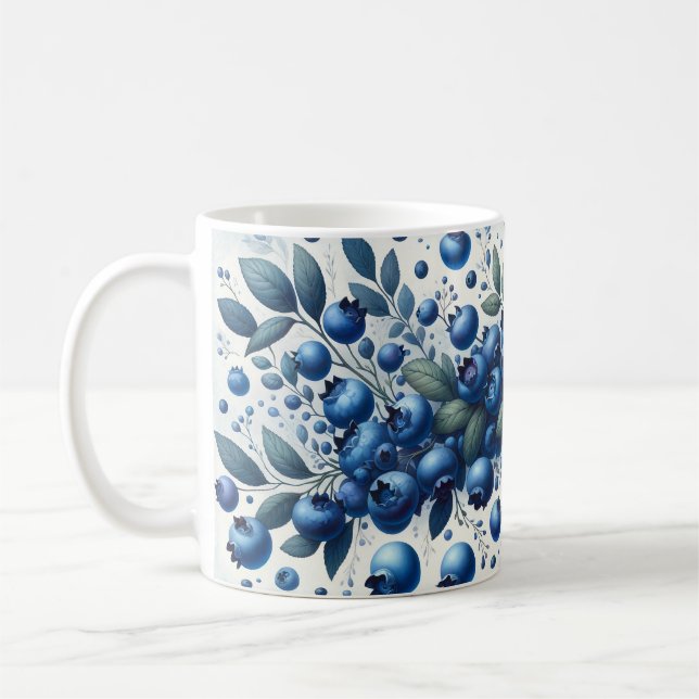 Mug Motif Blueberry - Arrière - plan bleu clair (Gauche)