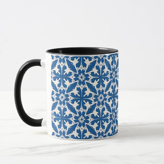 Mug Motif Boho en Bleu – Élégant & Audacieux (Gauche)