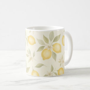 Mug Motif botanique au citron à l'aquarelle douce