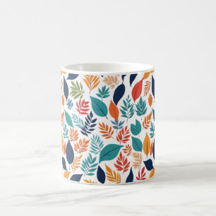 Mug Motif botanique avec feuilles tropicaux sur blanc