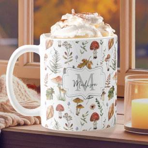 Mug Motif botanique de champignon fougère aquarelle vi