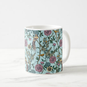 Mug Motif botanique de couleur bleue de style vintage